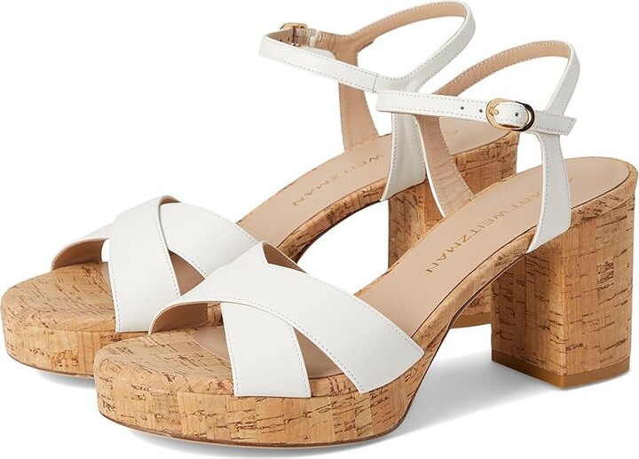 Stuart Weitzman Dayna Platform 80 Women's Wedge Shoes Cream : 11 M, Leather