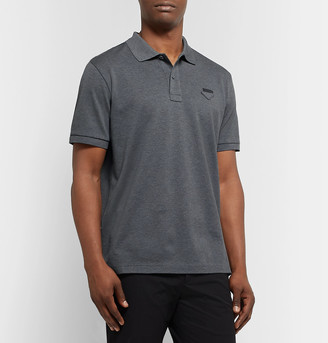 Prada Slim-Fit Logo-Appliqued Cotton-Pique Polo Shirt