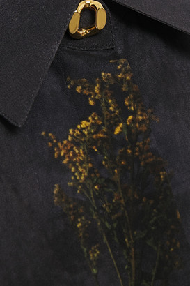 Burberry Paneled Printed Silk Crepe De Chine Shirt