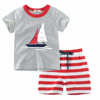 Shorts 2tlg 1-6 Jahre Amissz Baby Boy Polo Shirt Top Baumwoll Striped Kurzarm T-Shirt