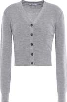 Thumbnail for your product : Alexander Wang Alexanderwang.T Alexanderwang.t Cropped Cutout Twisted Ribbed Wool Cardigan