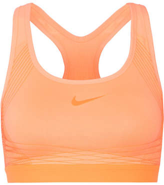 Nike Pro Hyper Mesh-trimmed Dri-fit Stretch-jersey Sports Bra - Orange
