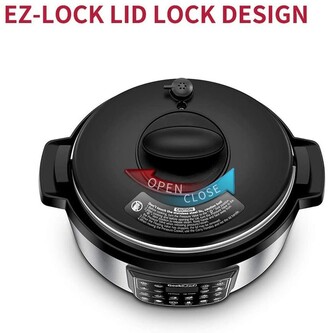 EZ-Lock Soup Maker 12 Presets Programmable Multi-functional Slow cool-touch handles Rice Cooker/Steamer Geek Chef 8 Qt Electric Pressure Cooker with non stick oval inner pot Sauté Yogurt 