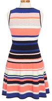 Thumbnail for your product : Milly Minis Sleeveless Stripe Sweater Knit Fit & Flare Dress (Big Girls)