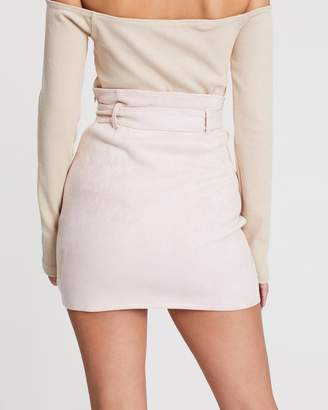Missguided Faux Suede Paper Bag Waist Mini Skirt