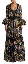 Thumbnail for your product : Diane von Furstenberg Puff Sleeves Tropical Maxi Dress