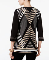 Thumbnail for your product : JM Collection Petite Printed Chain-Trim Top, Only at Macy's