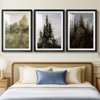 Canora Grey Vintage Landscape CCXV -Custom Framed Premium Print W Matt - 3 Pieces