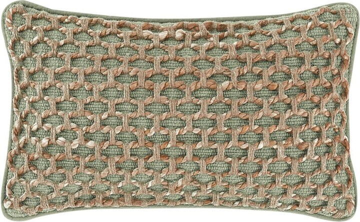 Boho Living Jada Sage Green Geometric Zipper 12 in. x 20 in. Throw Pillow Cover