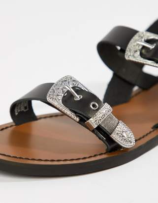 Pull&Bear western buckle sandal in black