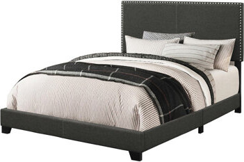 Red Barrel StudioÂ® Charcoal, Eastern King Panel Bed, Rectangular Shape, Four Legs, Classic Nailhead Trim, Bedroom Use Upholstered,