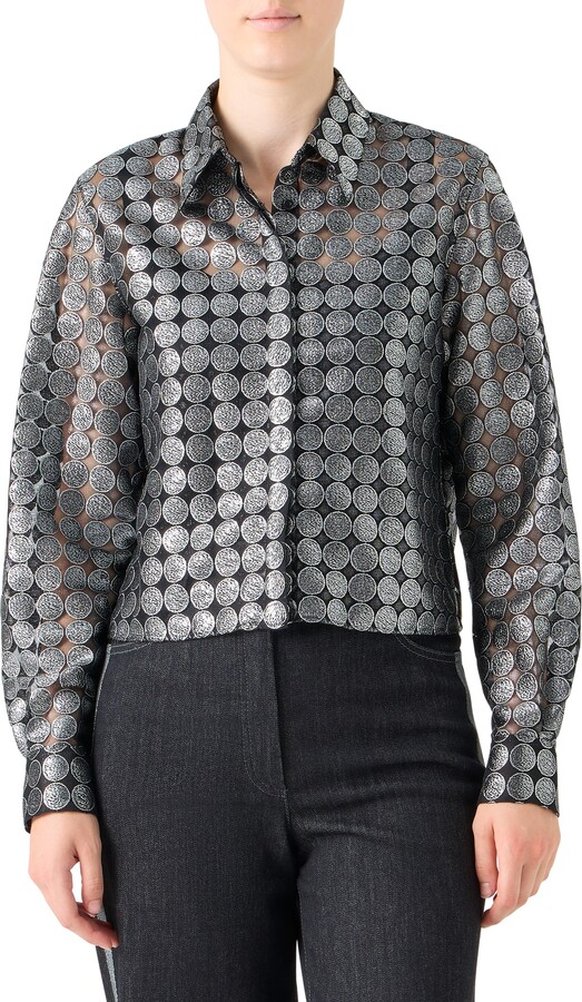 Akris Punto Dot Semisheer Button-Up Shirt