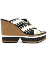 Robert Clergerie striped strappy mule wedges