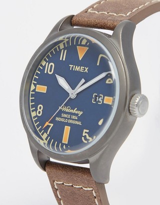Timex Waterbury Leather Watch In Brown TW2P83800