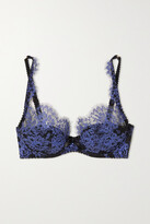Thumbnail for your product : Agent Provocateur Carline Silk-blend Satin And Leavers Lace Underwired Bra