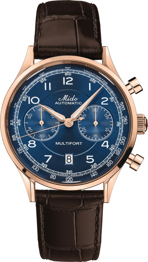 MIDO Multifort Patrimony Chronograph - Swiss Automatic Watch for Men - Blue Dial - Case 42mm - M0404273604200