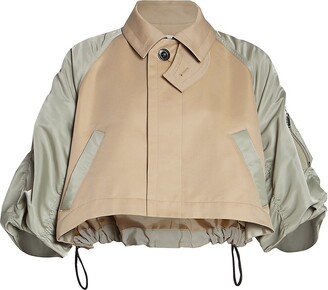 【sacai】Cropped Gabardine Blend Jacket SACAI | Two-Tone Cropped Gabardine Blend Jacket | Women