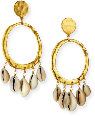 Sequin Hoop-Dangle Shell Earrings