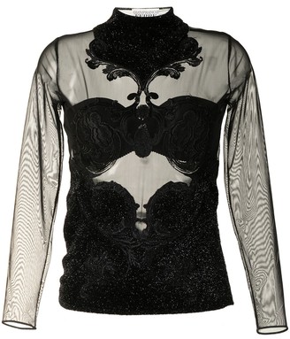 Gianfranco Ferré Pre-Owned Embroidered Sheer Top