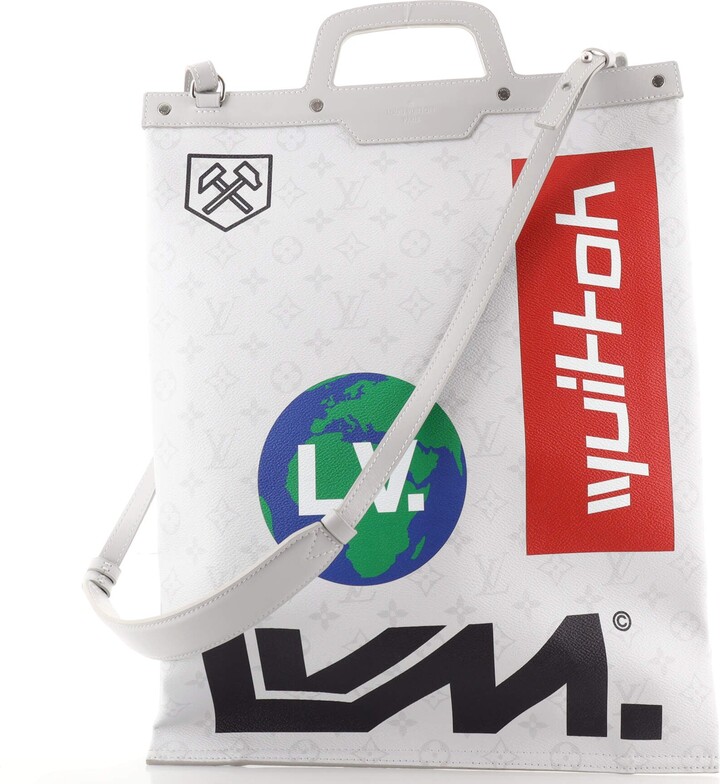 Louis Vuitton Chalk Flat Tote Bag Limited Edition Logo Story Monogram