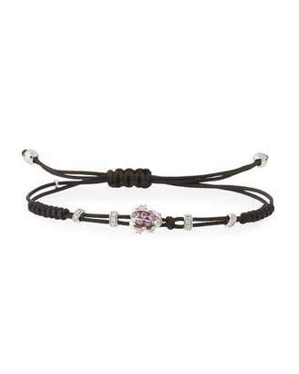Pippo Perez Pull-Cord Bracelet with Pink Sapphire Frog & Diamonds
