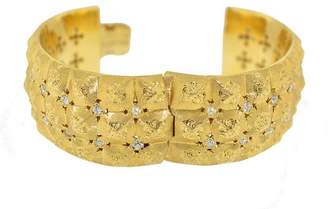 Buccellati 18K Yellow Gold Diamond Wide Cuff Bangle Bracelet