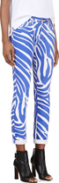 Thumbnail for your product : Versus White & Blue Zebra Print J.W. Anderson Edition Jeans