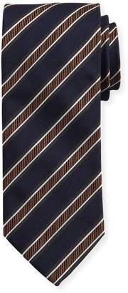 Eton Woven Twill Stripe Silk Tie, Blue