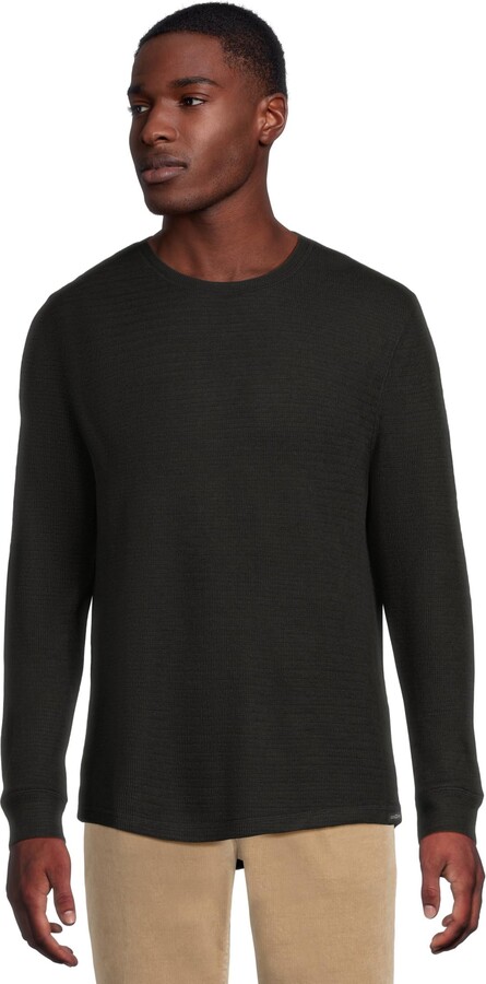 Liverpool Los Angeles Mens Long Sleeve Textured Double Knit Crew Neck Shirt Black X-Large