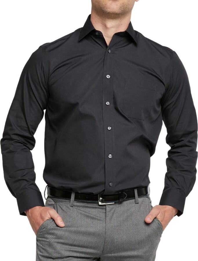 Double Two Men's Shirts Long Sleeve Smart Casual Regular Fit Wedding ...