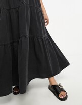 Thumbnail for your product : ASOS Curve ASOS DESIGN Curve soft denim midi dress with tiered hem in washed black