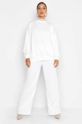 boohoo Crew Neck Sweat And Wide Leg Tracksuit