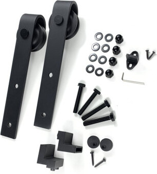 Homacer Black Rustic Classic Design Roller Set Only For One Door use