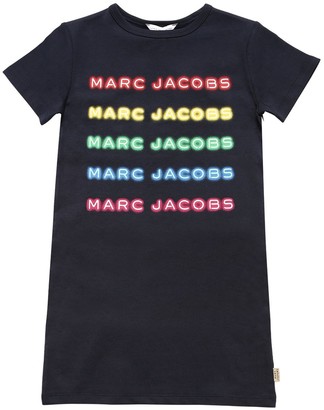 Little Marc Jacobs Logo Print Cotton Interlock Dress