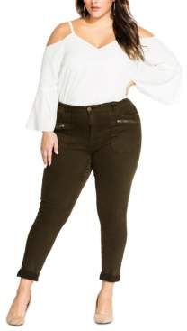 City Chic Plus Size On Command Zippered-Accent Skinny Jeans
