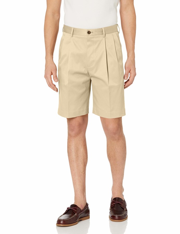 Mens Khaki Pleated Shorts | Shop the world's largest collection of fashion  | ShopStyle