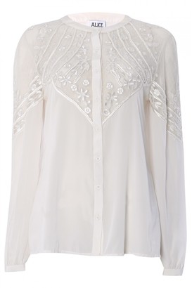 ALICE by Temperley Embroidered Silk Blend Blouse