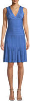 Thumbnail for your product : Herve Leger V-Neck Sleeveless Scalloped Pointelle Body-Con Cocktail Dress