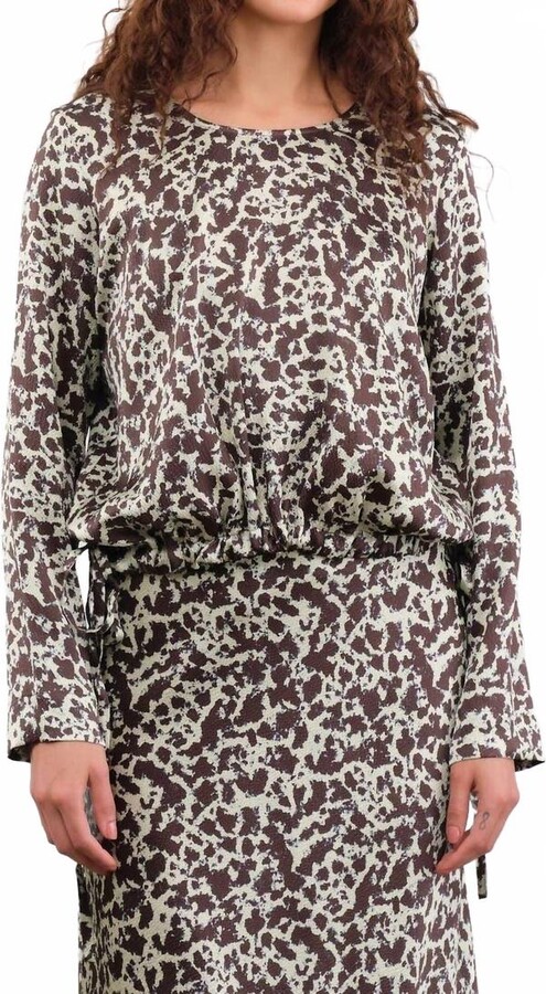 NO.6 STORE Ana Long Sleeve Top In Mint Ink Blot