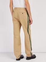 Thumbnail for your product : Calvin Klein Velvet Side Stripe Cotton Twill Trousers - Mens - Beige