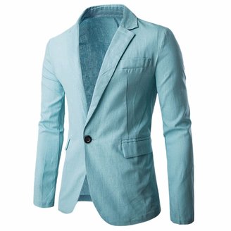 Qiyun Men's Casual Solid Suit Jackets Slim Fit One Button Blazer Coats