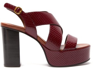 See by Chloe Snake-effect Leather Platform Sandals - Womens - Burgundy