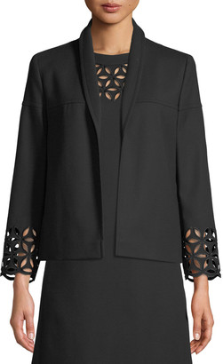 Escada Open-Front Broderie-Anglaise Cotton Jacket