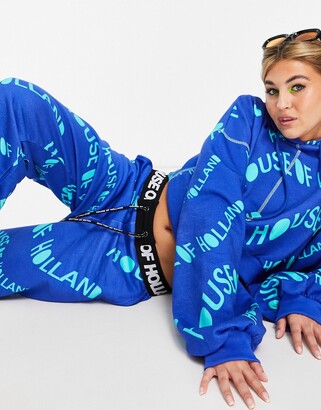 House of Holland House of Holland logo print co-ord trackies in blue