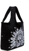 Thumbnail for your product : Lauren Moshi Taylor Feather Chain Skull Canvas Tote Bag