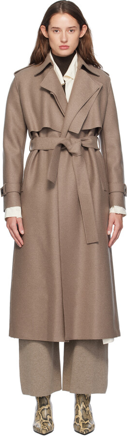 Harris Wharf London Beige Pressed Wool Trench Coat ShopStyle
