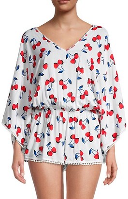 Kate Spade ​Cherry Print Kimono Romper Coverup - ShopStyle