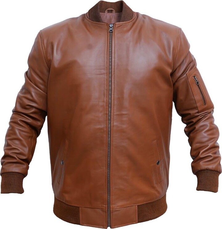 USTRADEENT 2024 Men's Light Leather Jacket Genuine Lambskin Leather Jacket Tan ShopStyle