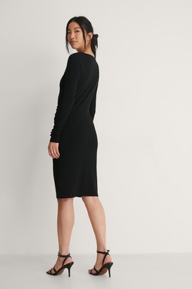 NA-KD Rouched Ribbed Button Dress