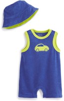 Thumbnail for your product : Offspring 'Dazzling Car' Terry Cloth Romper & Hat (Baby Boys)